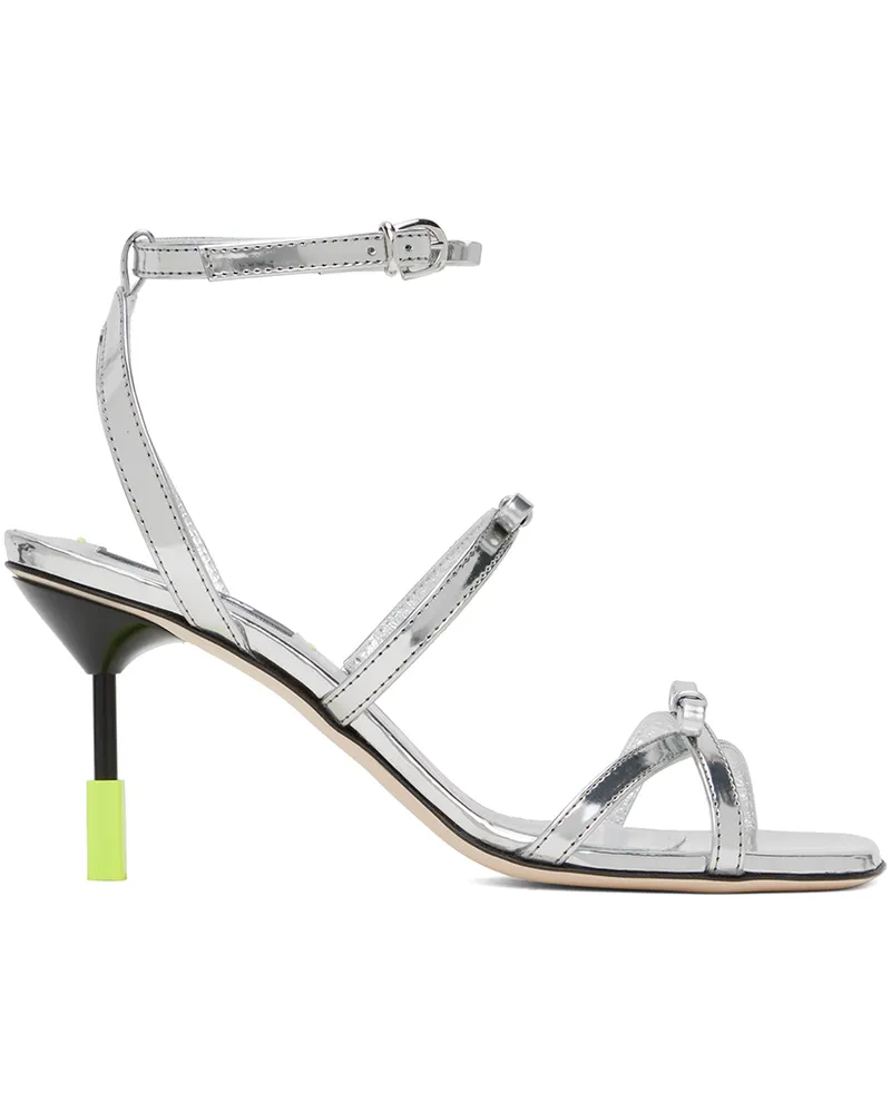 MSGM Silver Bow Heels 90