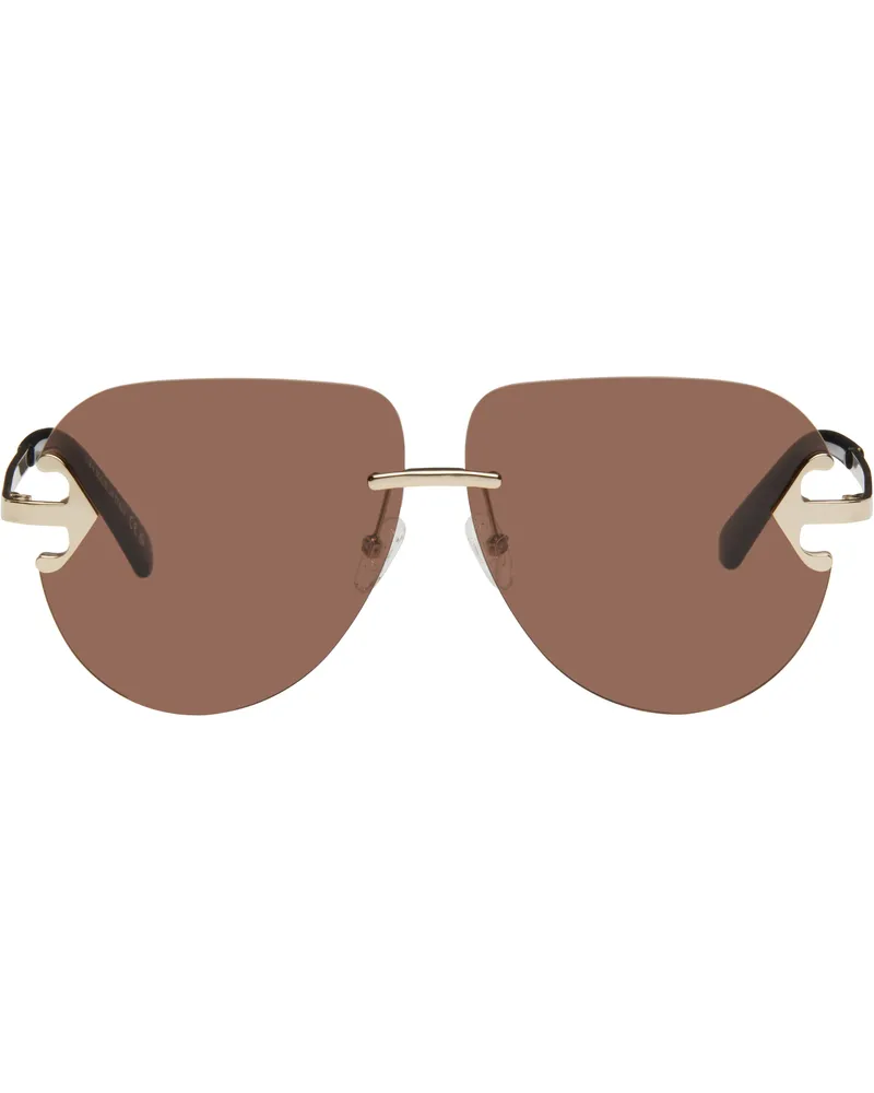 OFF-WHITE Gold & Brown Alexandria Sunglasses Gold