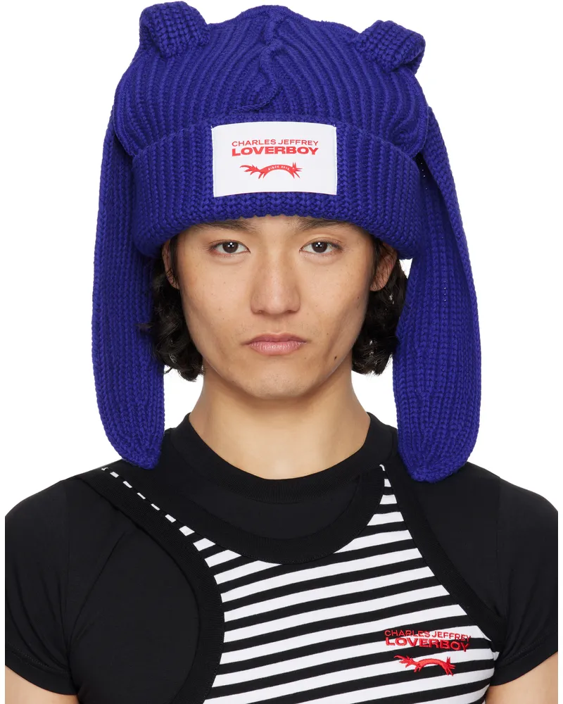 Charles Jeffrey Loverboy Blue Chunky Rabbit Beanie Blue