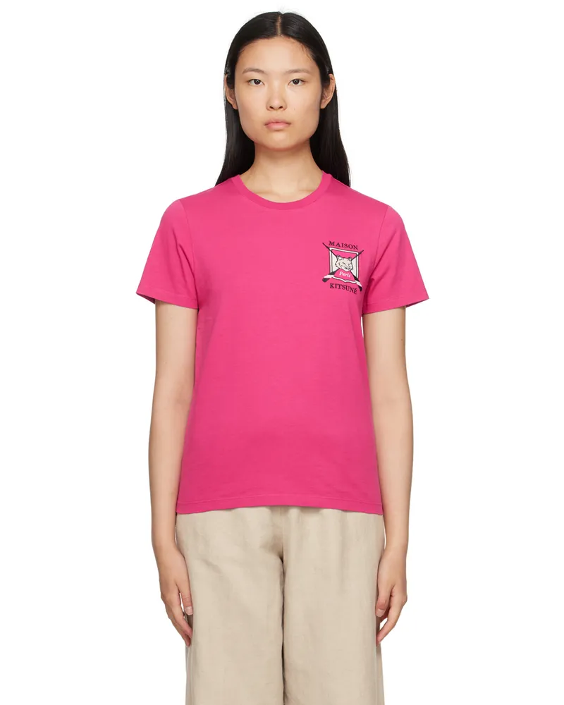 Kitsuné Pink College Fox T-Shirt Fuchsia