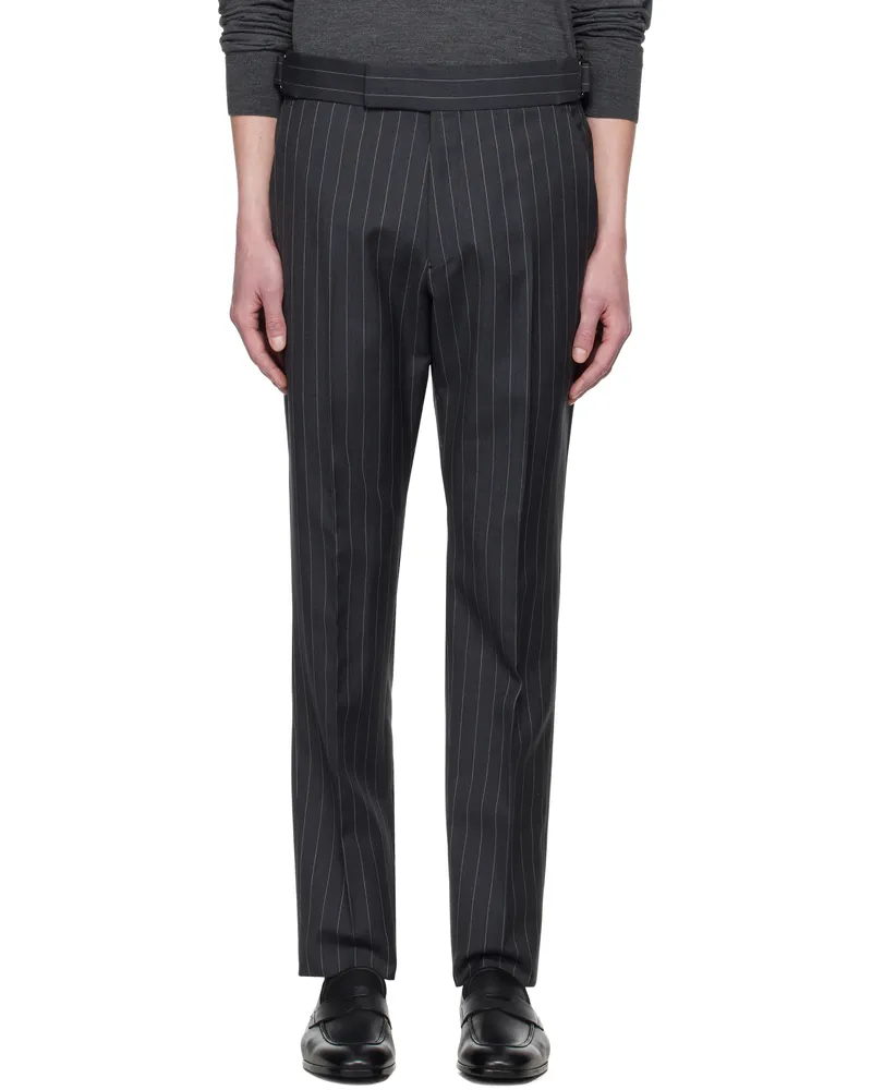 Tom Ford Gray Sharp Stripe Dyllan Trousers Dark