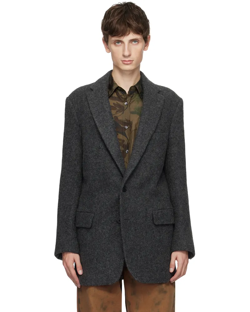 Dries van Noten Gray Two-Button Blazer 802