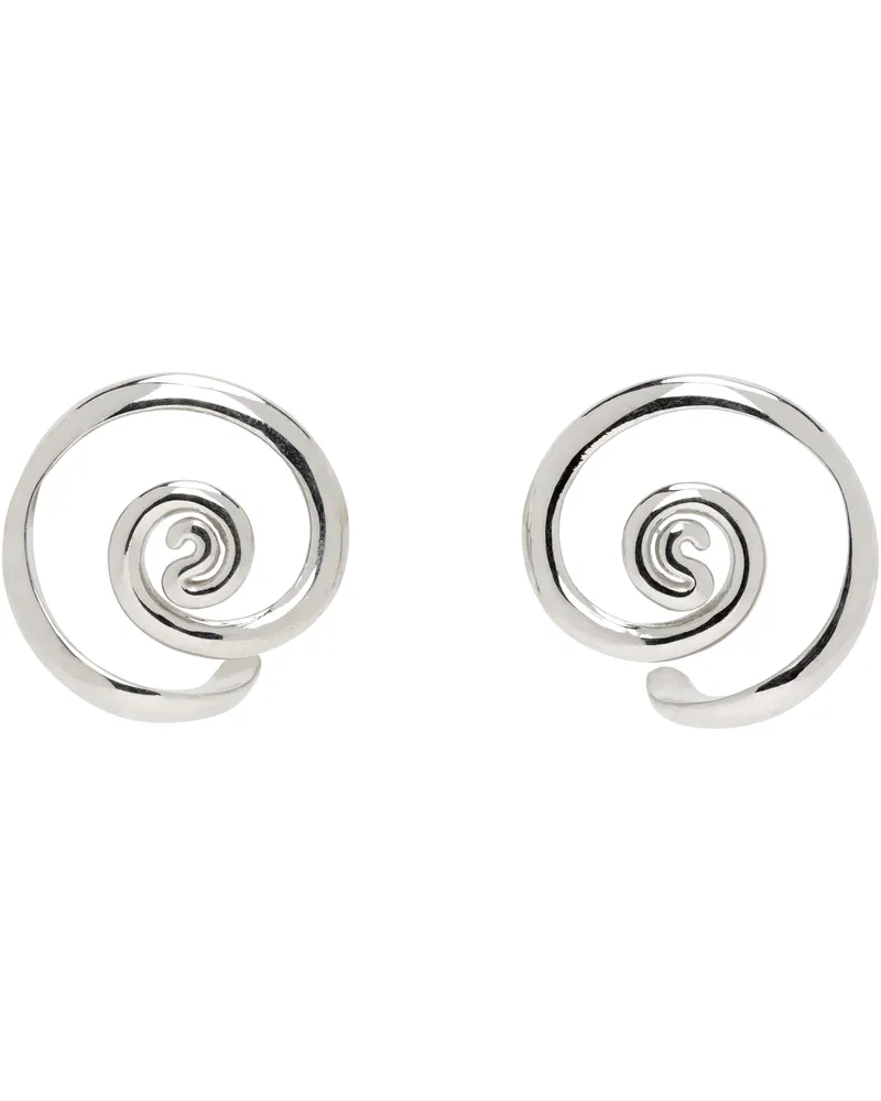 PANCONESI Silver Vortice Huggie Earrings Brass