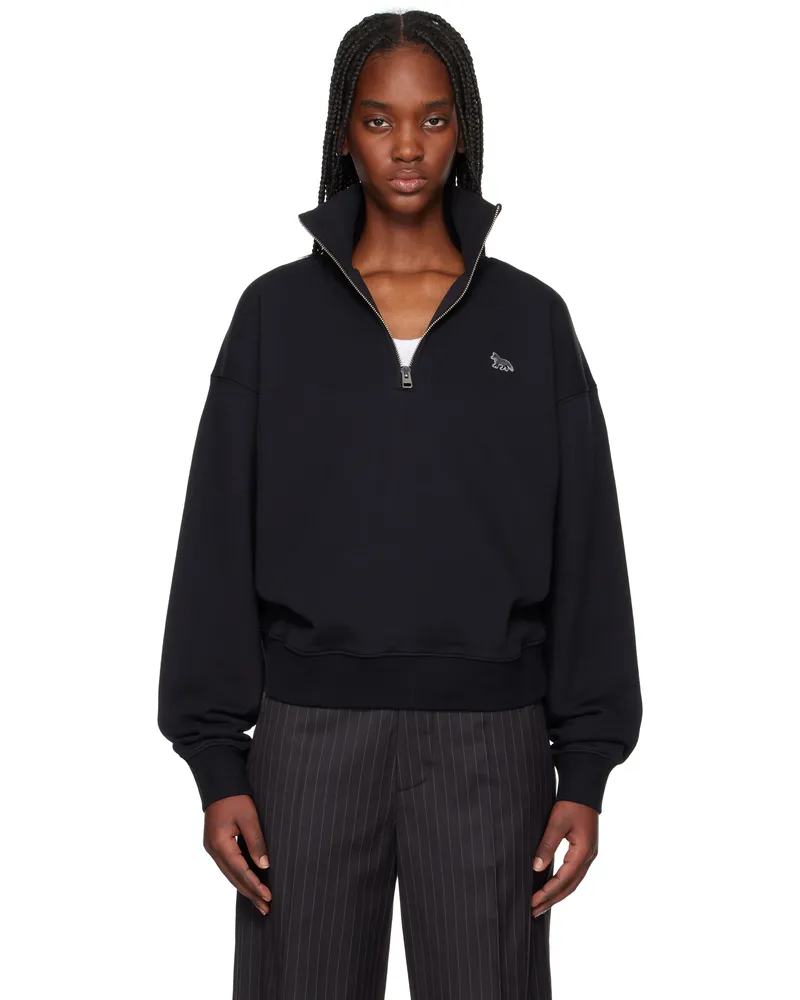 Kitsuné Black Baby Fox Patch Half Zip Sweatshirt P199