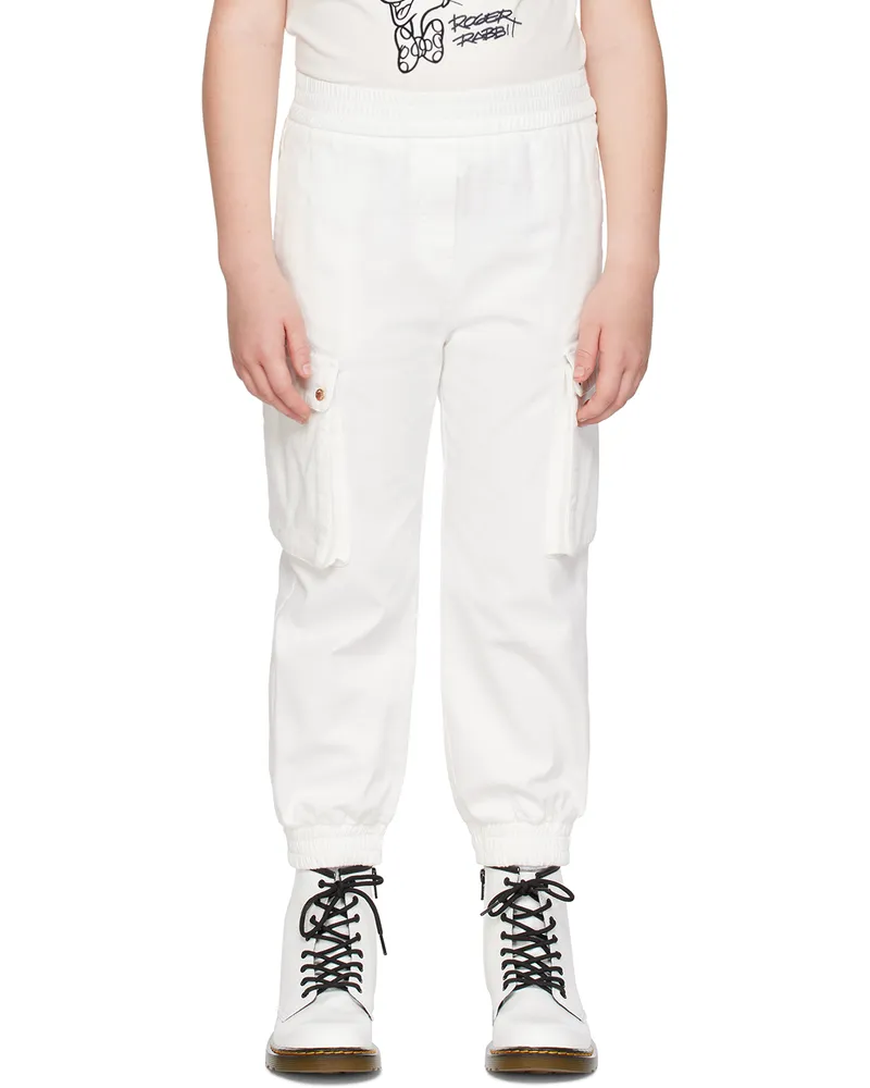 Moncler Kids White Bellows Pocket Trousers 032