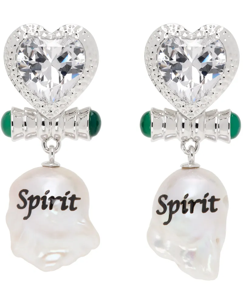 JIWINAIA Silver & White 'Spirit' Pearl Drop Earrings White