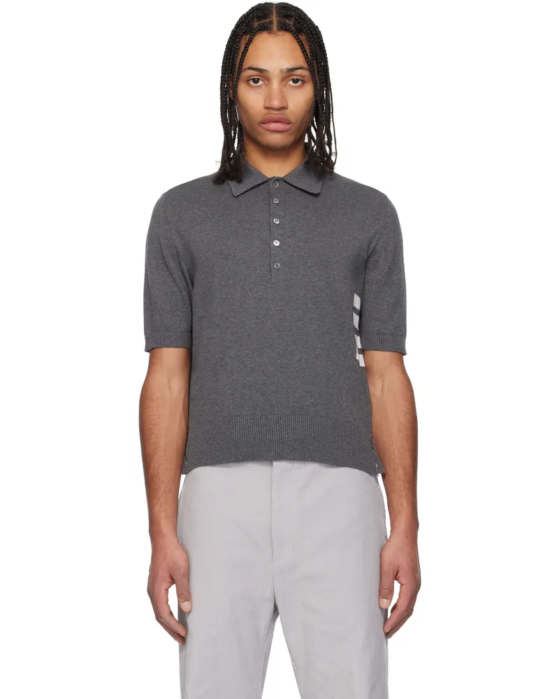 Thom Browne Gray Relaxed Fit 4-Bar Polo 035