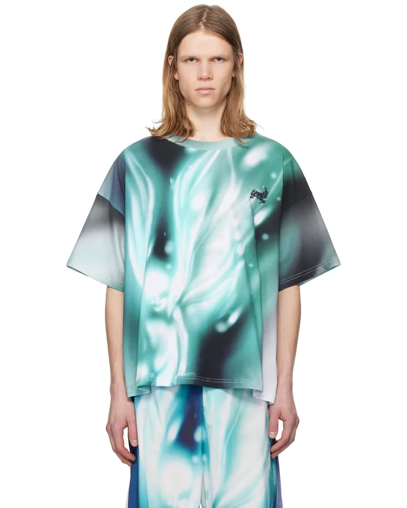 Gerrit Jacob Blue Printed T-shirt White