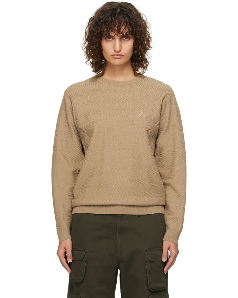 Dime Beige Wave Cable Knit Sweater Tan