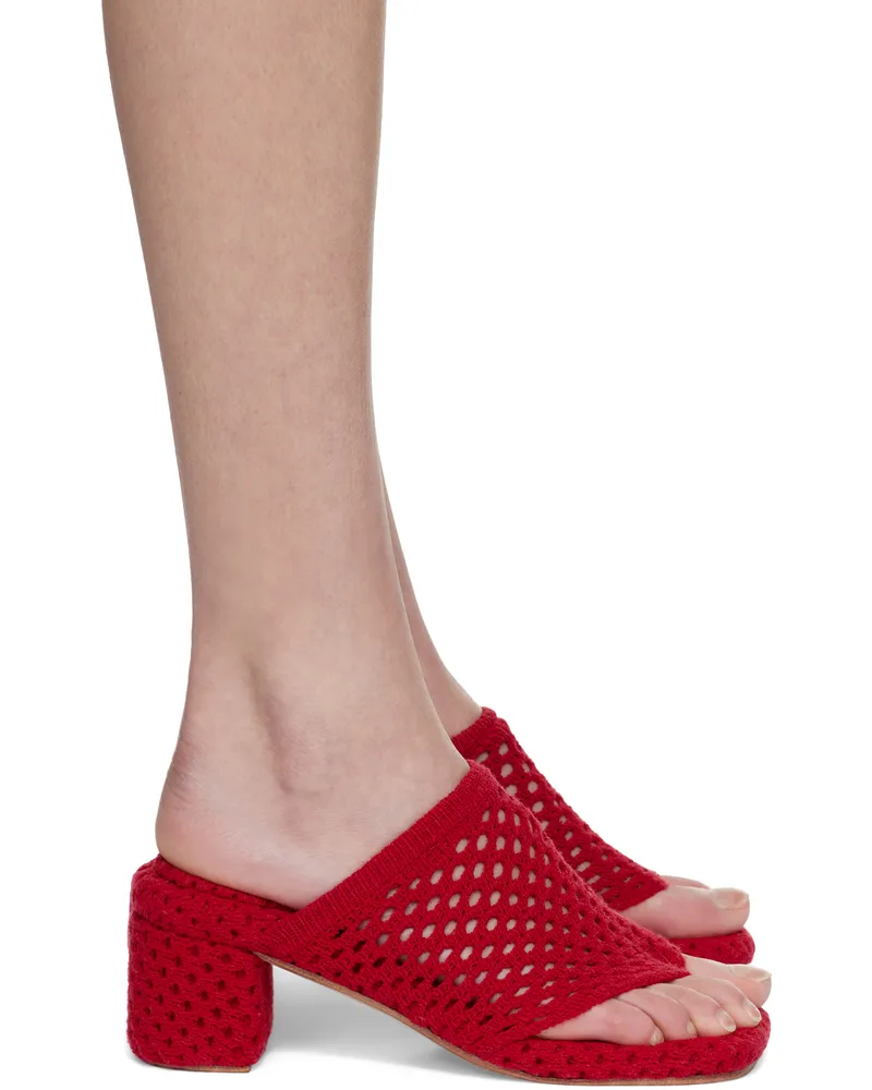 Isa Boulder SSENSE Exclusive Red Knit Heeled Sandals Cherry