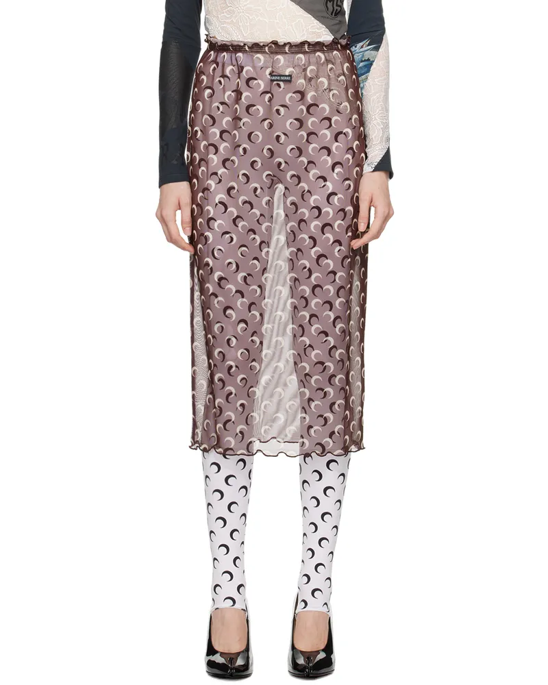 Marine Serre Brown Moon Printed Midi Skirt Br30