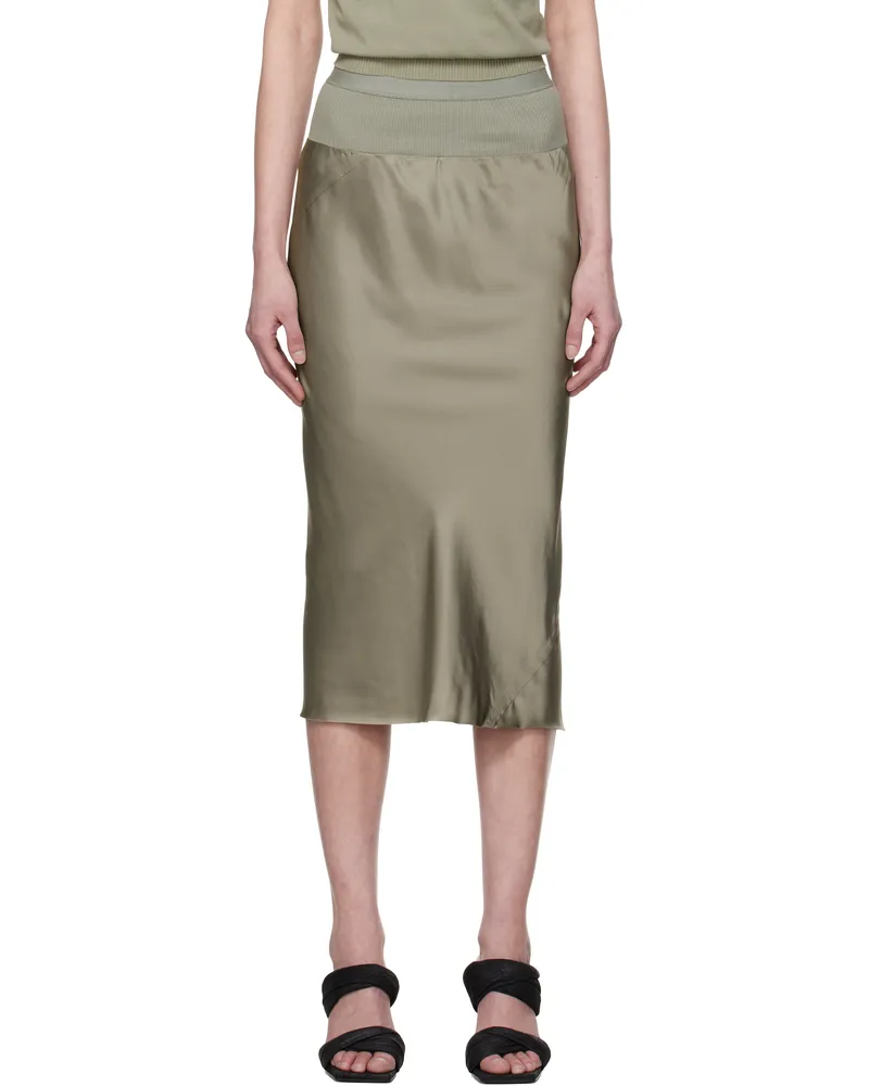 Rick Owens Green Hollywood Knee Bias Midi Skirt 15