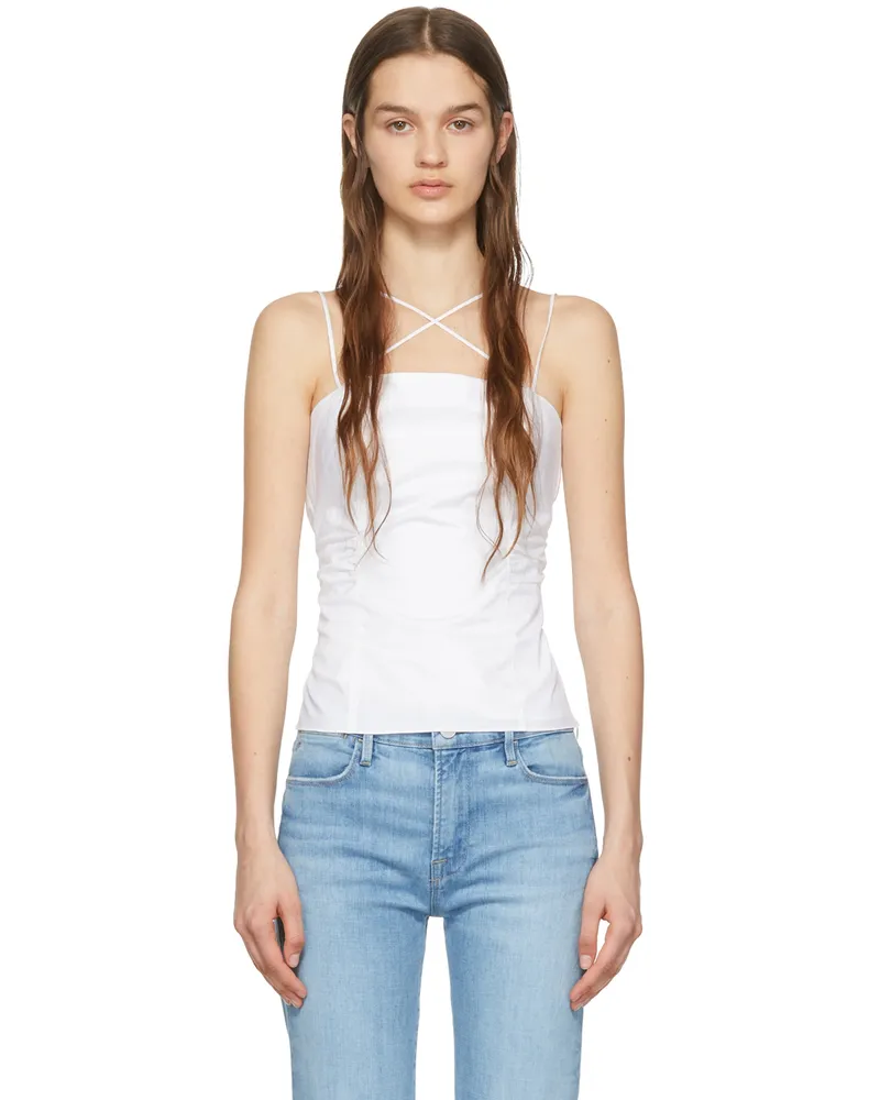 Frame Denim White Tie Back Tank Top Blanc