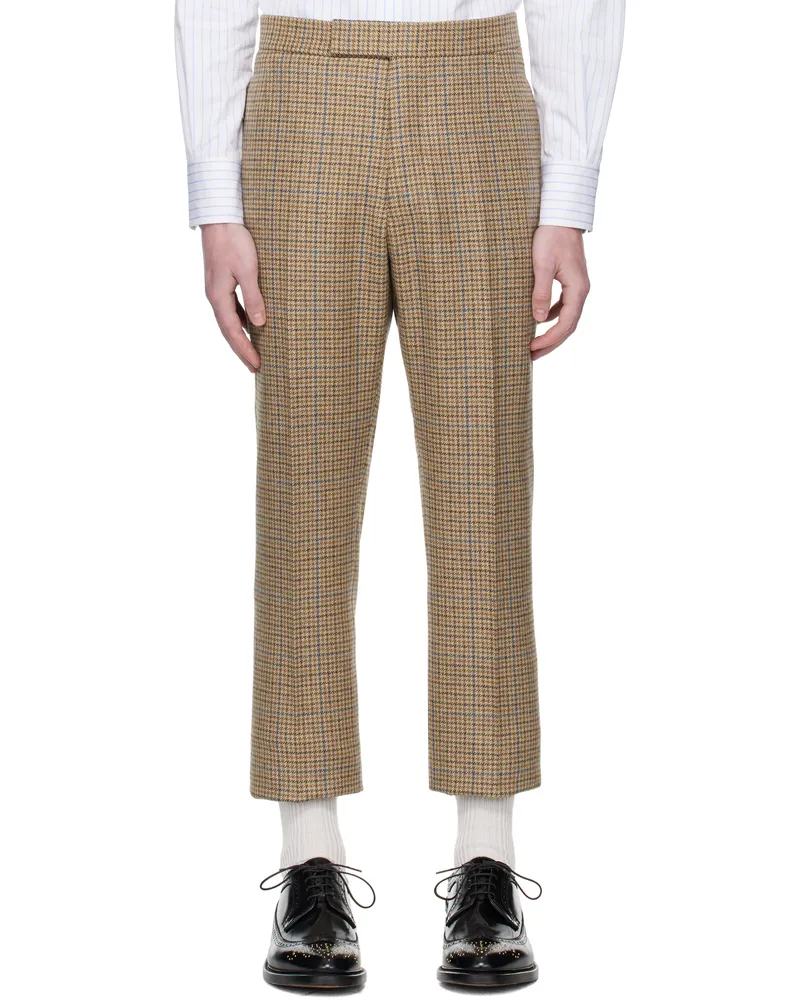 Thom Browne Tan Backstrap Gunclub Check Cheviot Tweed Trousers 210brown