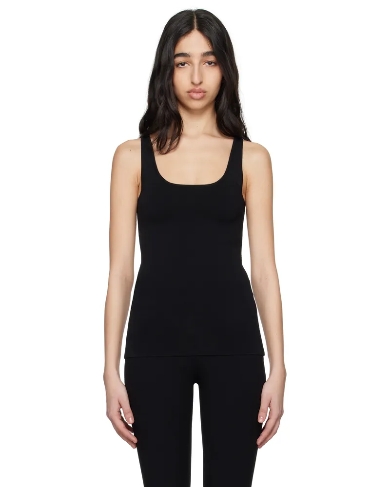 Totême Black Compact Knit Tank Top Black