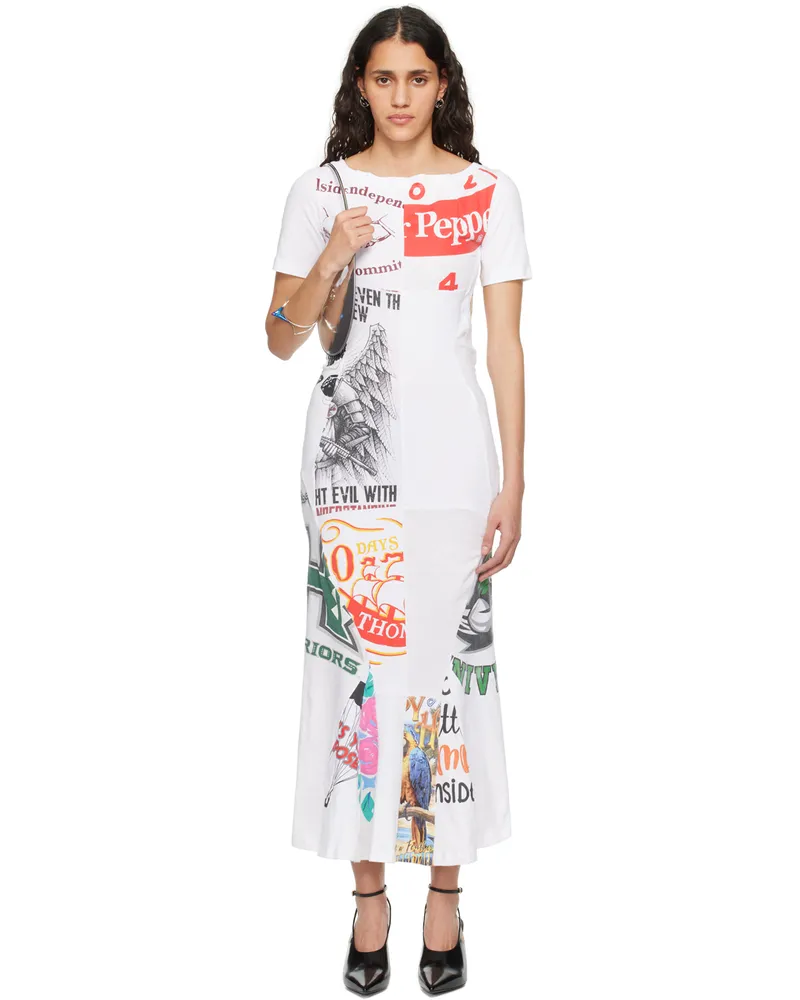 Marine Serre White Regenerated Graphic Maxi Dress Wh10