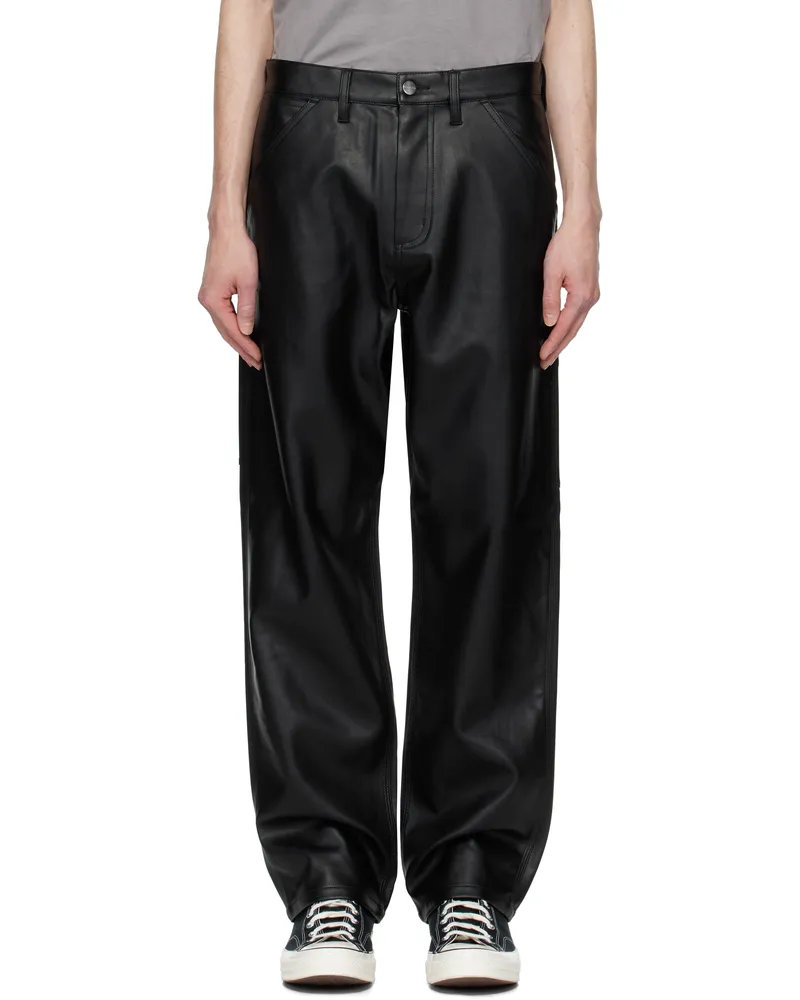 Carhartt WIP Black Single Knee PU Leather Cargo Pants 89xx