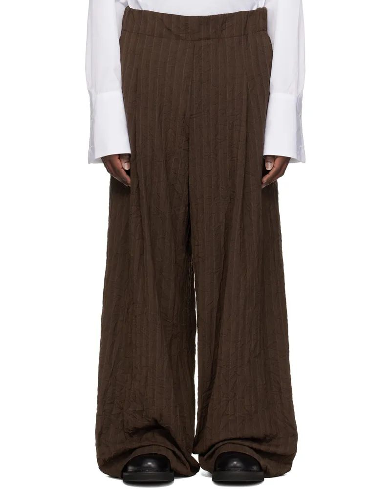 Dries van Noten Brown Pleated Trousers 703