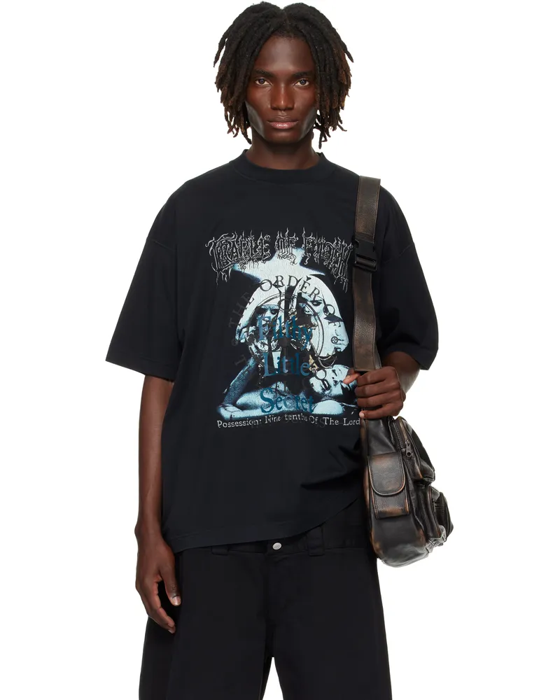 VETEMENTS Black Cradle of Filth 'Filthy Secret' Oversized T-Shirt Washed