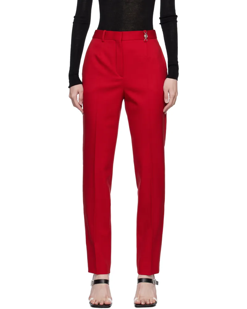 Versace Red Responsible Stretch Wool Trousers 1rb30