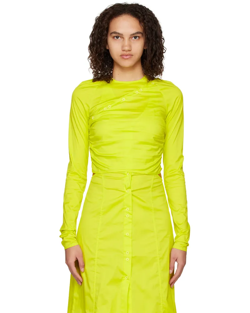 Ganni Yellow Press-Stud Blouse 794