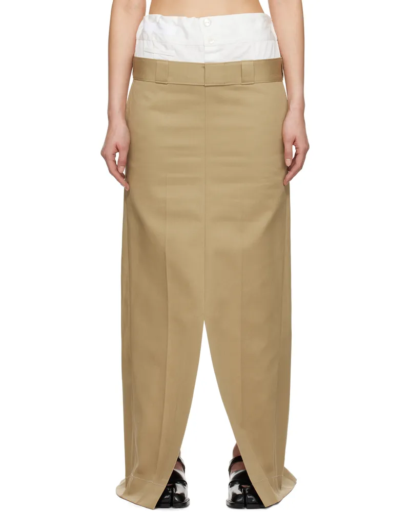 Maison Margiela Tan Cotton Twill Maxi Skirt 114