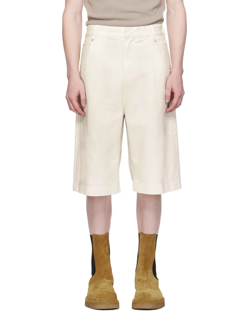 Entire Studios White D Denim Shorts Bone