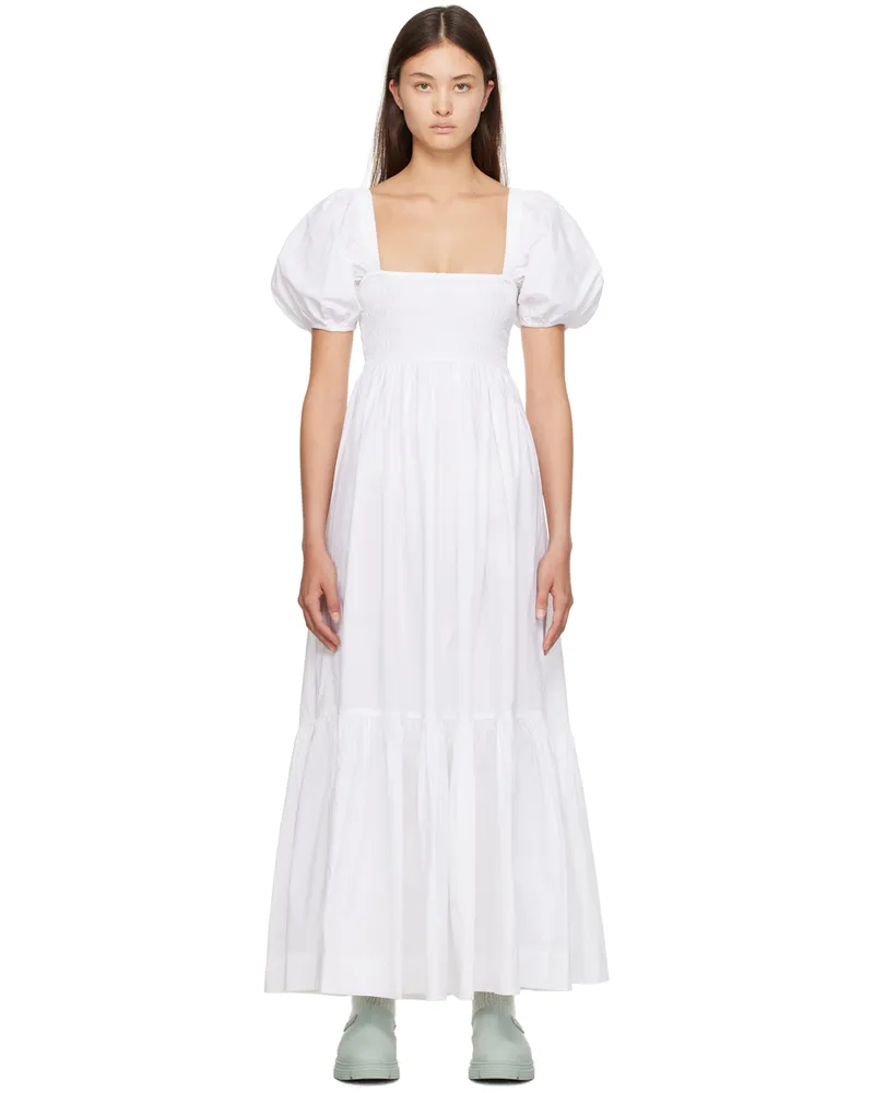 Ganni White Smocked Maxi Dress 151