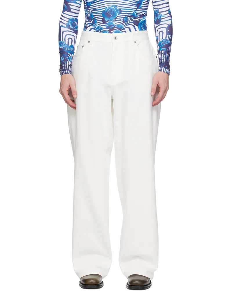 Jean Paul Gaultier White 'The Marinière' Jeans 0355-ecru