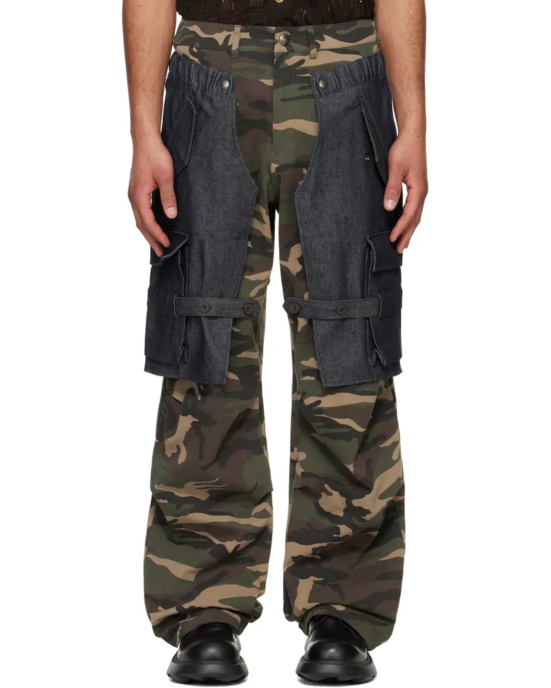 Andersson Bell SSENSE Exclusive Navy & Khaki Raptor Layered Cargo Pants Indigo