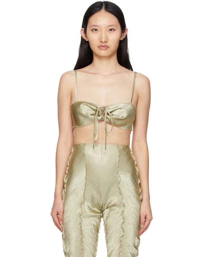 YUZEFI SSENSE Exclusive Green Curly Bra Camisole Sage