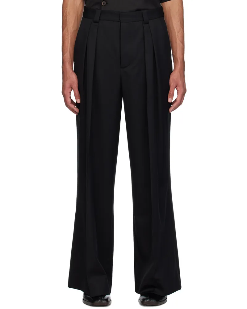 King & Tuckfield Black Wide-Leg Trousers Black