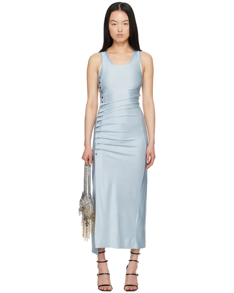 Paco Rabanne Blue Draped Midi Dress P459