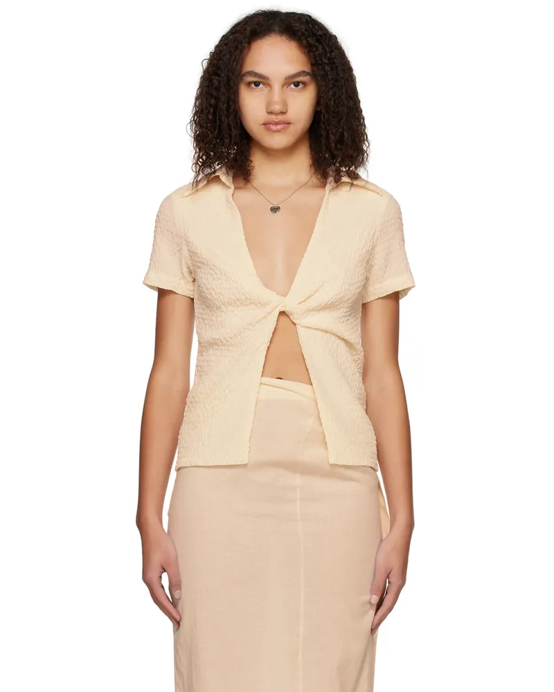 THIRD FORM Off-White Twist T-Shirt Cream