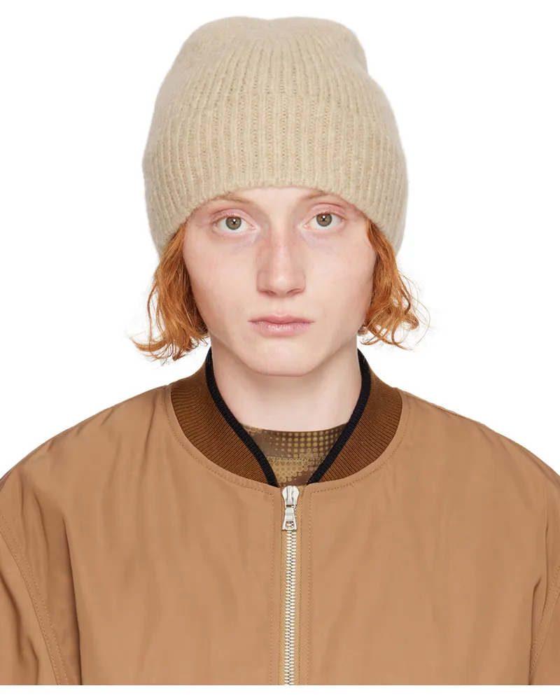Dries van Noten Beige Alpaca & Merino Wool Beanie 4