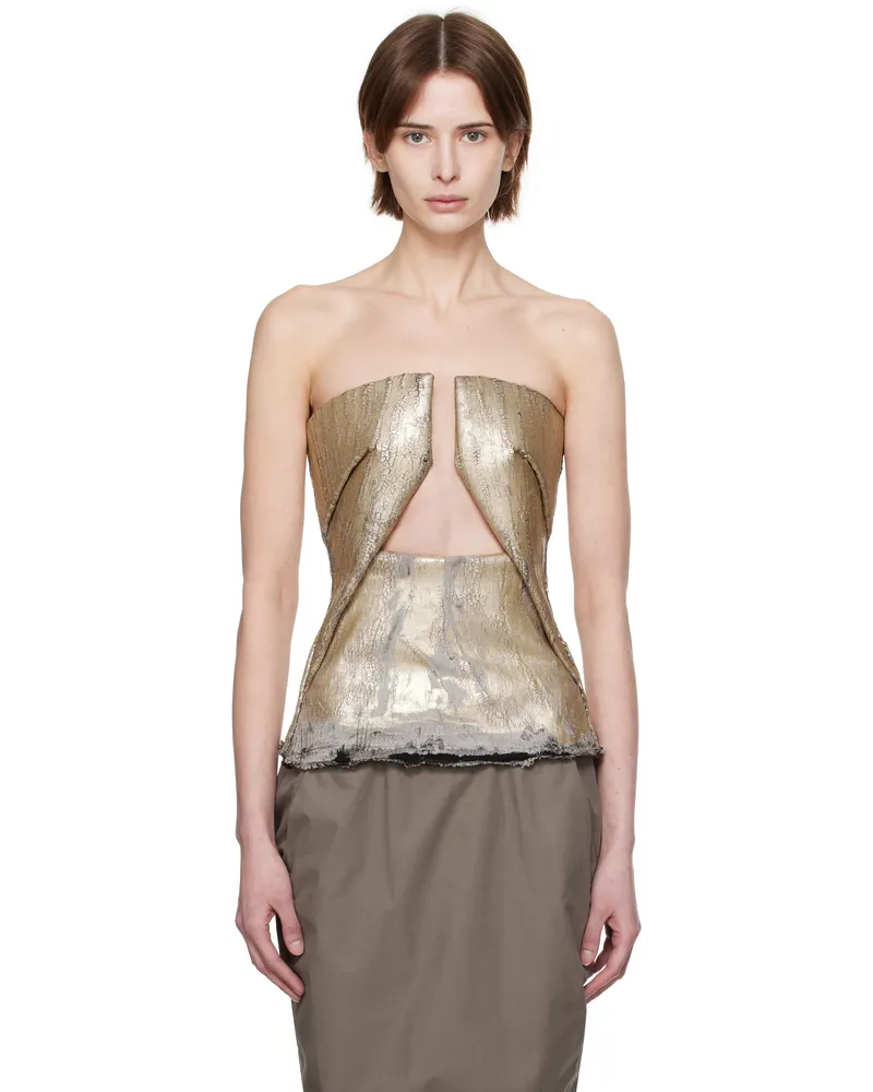 Rick Owens Gold Hollywood Woven Prong Denim Top 02