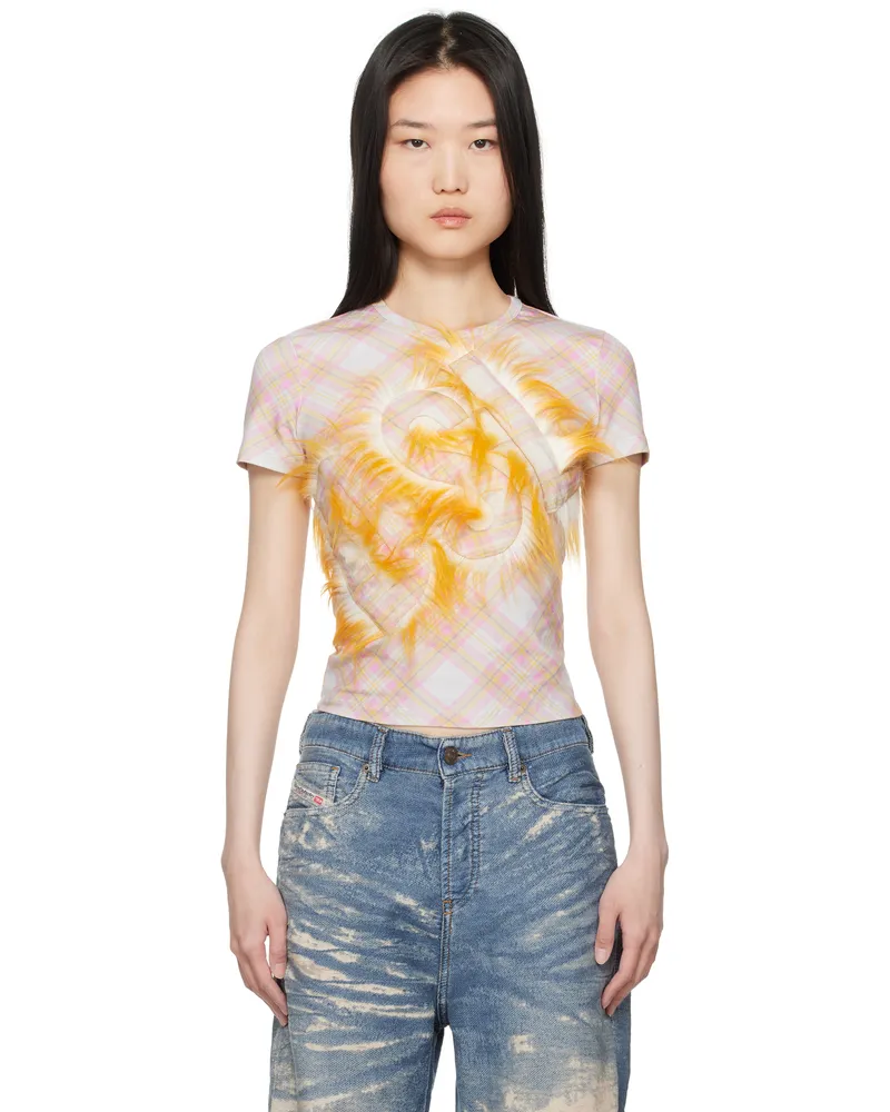 Diesel White & Pink T-Unfury T-shirt 3bxa