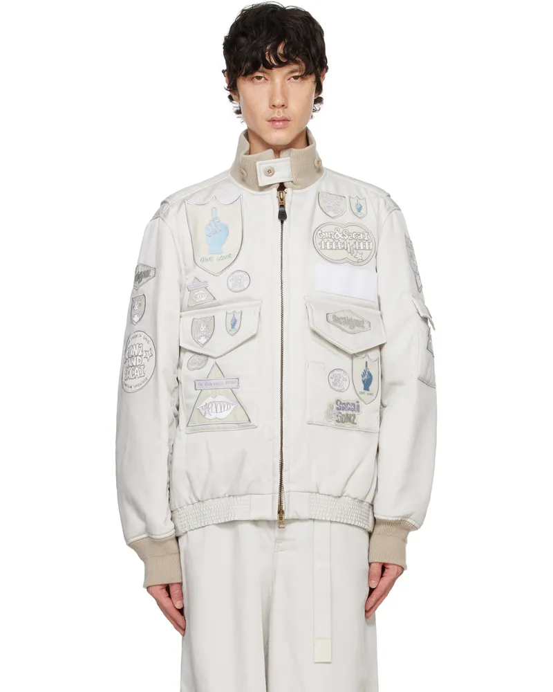 Sacai Gray Spiewak & Gonz Edition Multi Patch Bomber Jacket 376