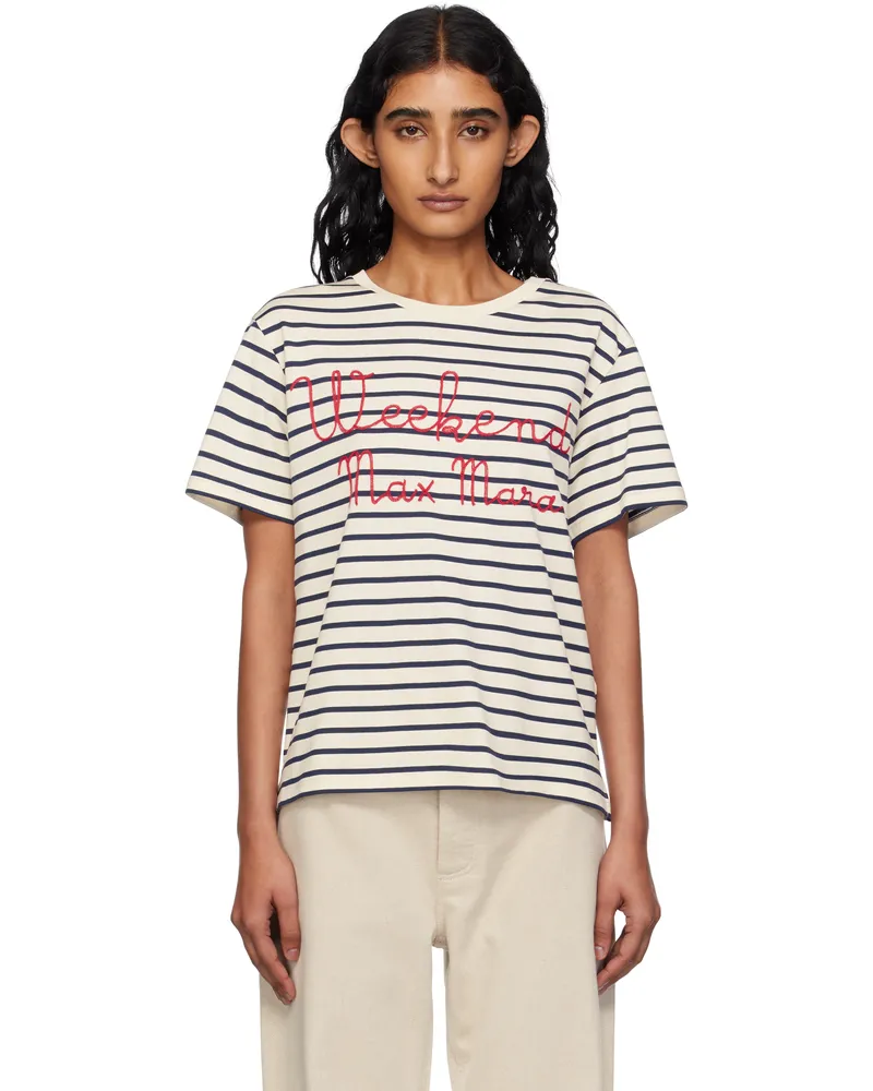 Max Mara Navy & Off-White Olga T-shirt 001