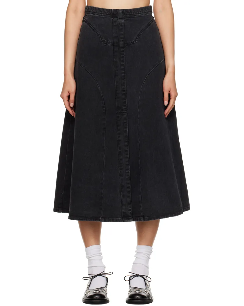 Sea Black Cornelia Denim Midi Skirt Black