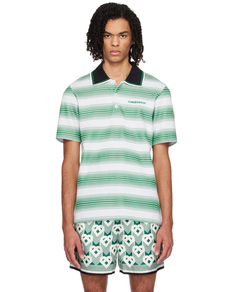 Casablanca Paris White Gradient Stripe Polo Gradient