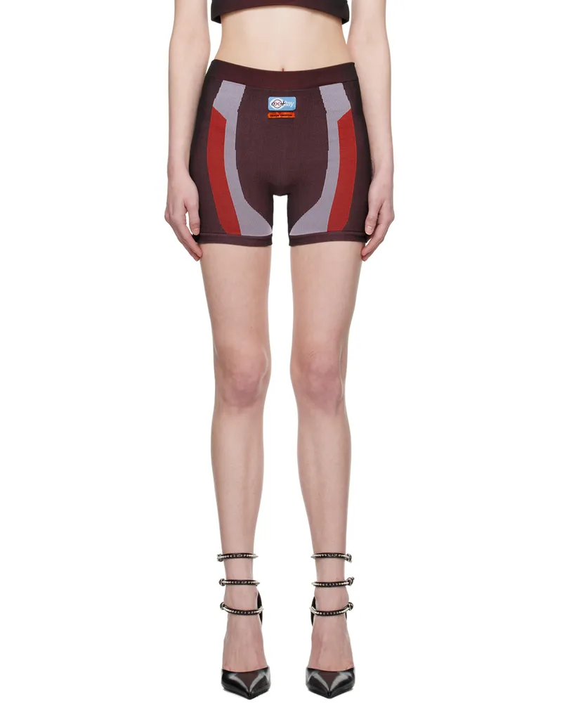 Heron Preston Brown & Red 3D Shorts Black