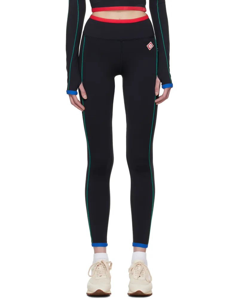 Casablanca Paris Black Contrast Trim Sport Leggings Black