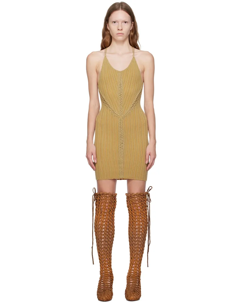 Isa Boulder SSENSE Exclusive Green & Orange Minidress Burlap