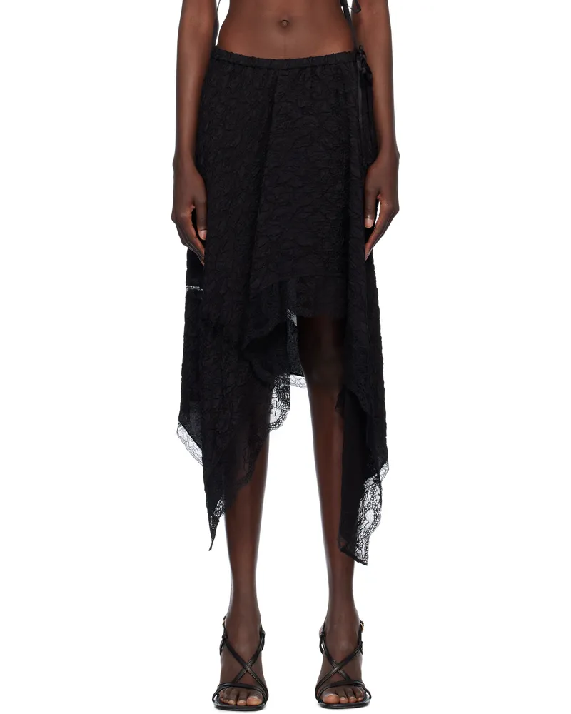 Dries van Noten Black Cloqué Midi Skirt 900