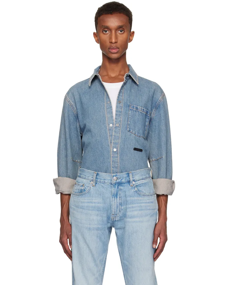 Helmut Lang Blue Curved Classic Denim Shirt Tinted