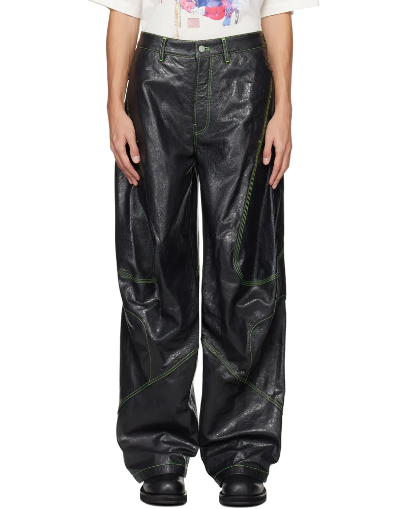 Acne Studios Gray Embroidered Leather Pants Aa2