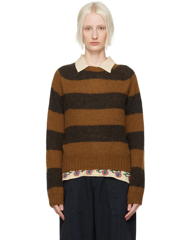 YMC Brown Jets Stripe Sweater 20-brown