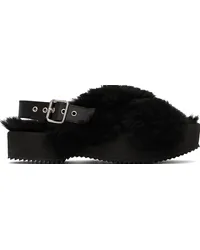 Dries van Noten Black Fur Platform Sandals Black