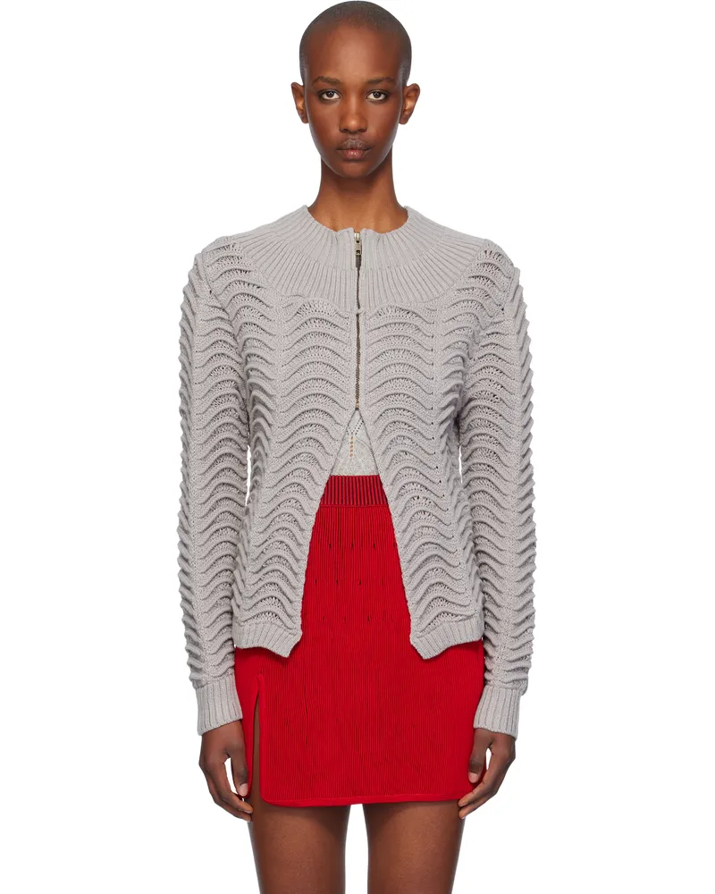Isa Boulder Gray Canyon Wave Zip Cardigan Silver